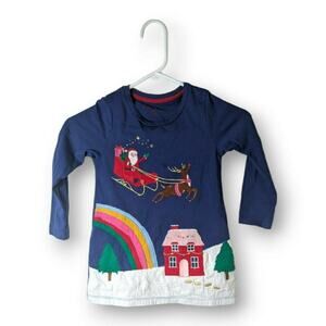 Mini Boden Rainbow Santa Applique Tunic Size 4-5 Y